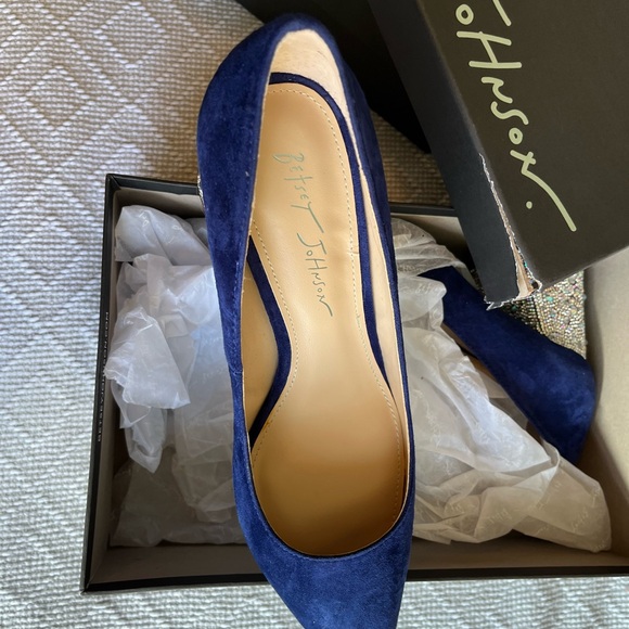 Betsy Johnson Blue Suede Rhinestone Heels - Picture 7 of 8